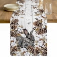 thumbnail image 1 of Grey Rabbits Table Runner - 48 Inch Long Pine Cones Brown Plants Farmhouse Wooden Cotton and Linen Blended Dress Scarves Farmhouse Table Runner for Kitchen Dining, Coffee Table, 13" x 48", 1 of 8