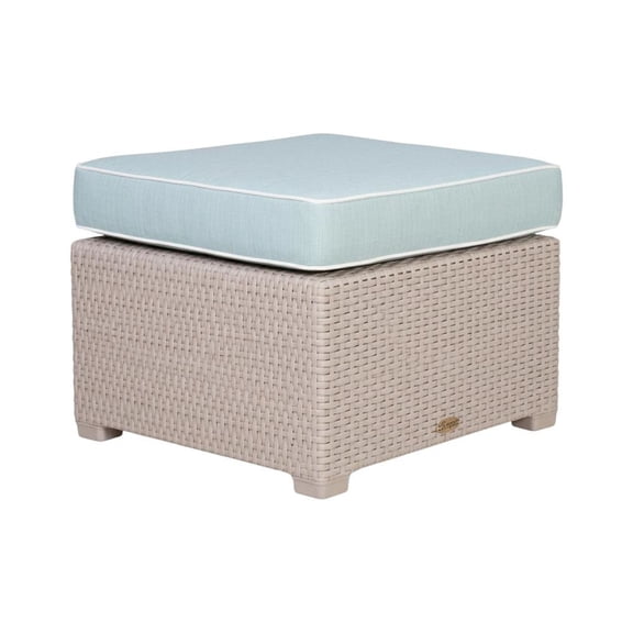 Grey Rattan Ottoman With Cushion For Indoor And Outdoor Use