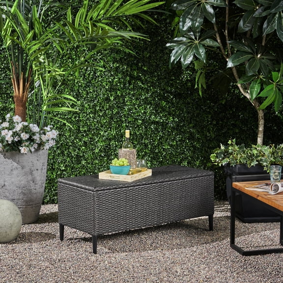 Grey Rattan Storage Unit, Weather-resistant / Ideal for Patio Hosting and Drying Pool Toys