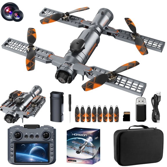 Grey Rc Quadcopter 2.4G With 4.3 Inch Screen Display, Brushless Motor Drone 1080P Esc Camera 360° Obstacle Avoidance 15 Mins Flight Time