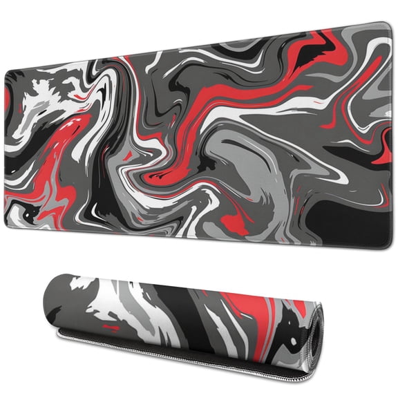 Grey Red Black Thick Lines&nbsp;desk Mouse Padwaterproofnon Slip&nbsp;Line Series for Office Home Work Gaminggaming Mouse PadRubber Base Mousepad with Stitched Edges 31.5x11.8inches