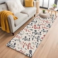thumbnail image 1 of Grey Red Botanical 2'x6' Runner Rugs for Hallway Kitchen Bedside Non Slip, Rustic Country Spring Floral Summer Leaf Entryway Rug Runners with Rubber Backing, Long Carpet Runner for Laundry Room, 1 of 8