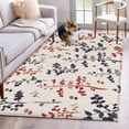 thumbnail image 1 of Grey Red Botanical Area Rugs 4'x6', Washable Small Throw Rugs for Office Bathroom, Rustic Country Spring Floral Summer Leaf Indoor Outdoor Rug Non-Slip Low Pile Carpet Runner Reversible Floor Mats, 1 of 8