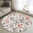 thumbnail image 1 of Grey Red Botanical Round Area Rug 3Ft Washable Small Circle Rugs for Kitchen Entryway, Rustic Country Spring Floral Summer Leaf Non-Slip Carpet Floor Mats Indoor Outdoor Carpet Runner Home Decor, 1 of 8
