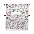 thumbnail image 1 of Grey Red Botanical Swag Kitchen Curtains Sets for Windows 24 Inch Length, Watercolor Spring Floral Summer Leaf Short Window Curtain Panels Swags Valances and Tiers 3 Piece Set for Cafe/Dining Room, 1 of 5