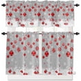 thumbnail image 1 of Grey Red Christmas Balls Kitchen Curtains Sets for Windows 36 Inch Length, Xmas Snowflake Rod Pocket Window Treatments Tier Curtains and Valances Set for Bedroom/Bathroom, 1 of 6