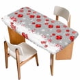 thumbnail image 1 of Grey Red Christmas Balls Table Cloths for 4 Foot Rectangle Tables, Xmas Snowflake Patio Waterproof Elastic Fitted Tablecloths, Washable Rectangular Table Cover for Camping, 1 of 8