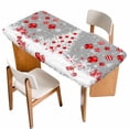 thumbnail image 1 of Grey Red Christmas Table Cloths for 3 Foot Rectangle Tables, Xmas Tree Snowflake Winter Patio Waterproof Elastic Fitted Tablecloths, Washable Rectangular Table Cover for Camping, 1 of 8
