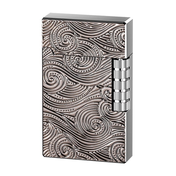 Grey Refillable Metal Lighter With Open Flame Wheel, Wind-Resistant Design And Portable Size For Camping, Outdoor Use And Daily Ignition, 2.36X1.46In, 0.14Lb