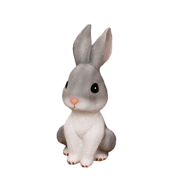 Grey Resin Big Rabbit Decoration for Kids and Adults as Birthday Gift or Home Ornament M Size