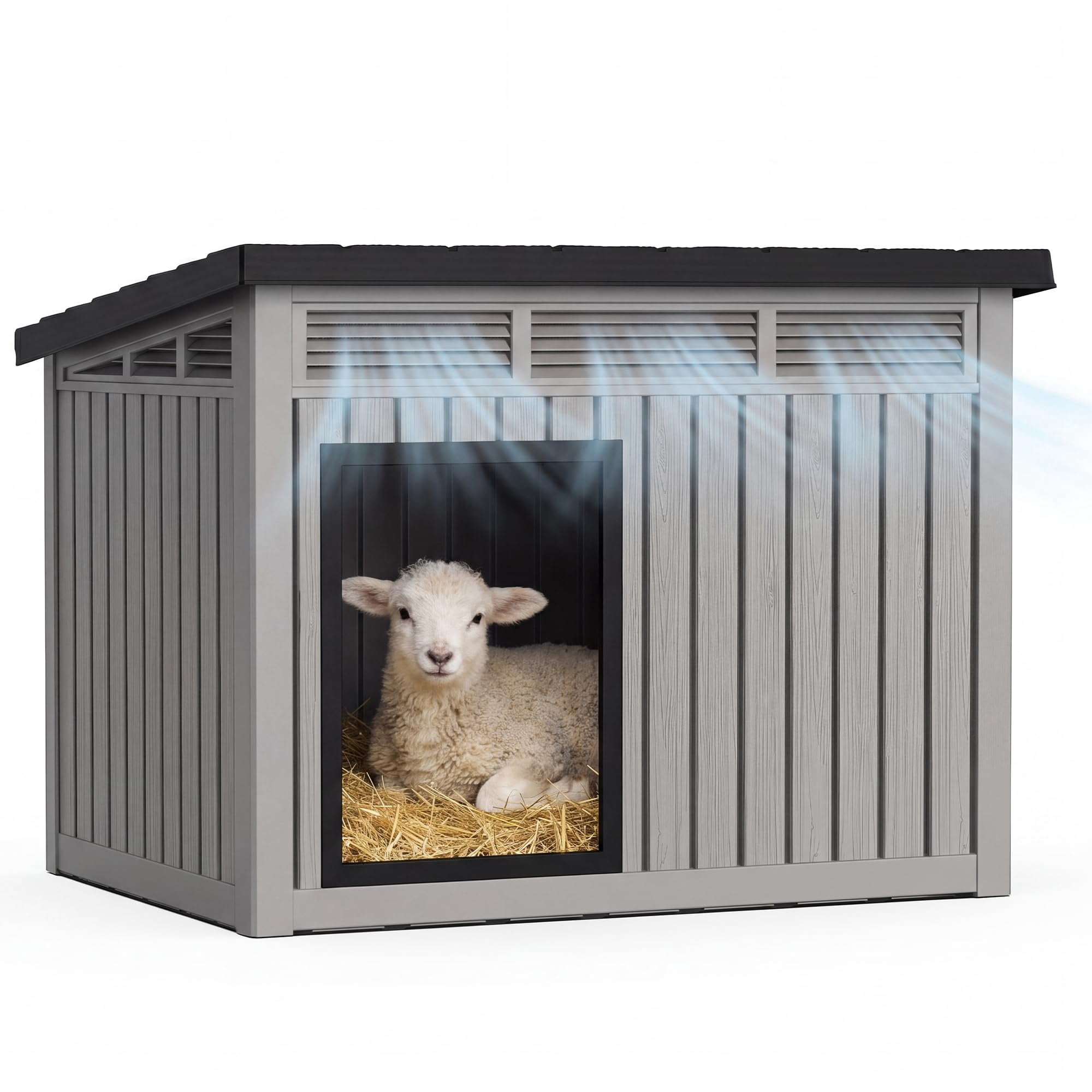 Simple Goat Grey Resin Goat House Outdoor Shelter for Goats Sheep Small Pets ...
