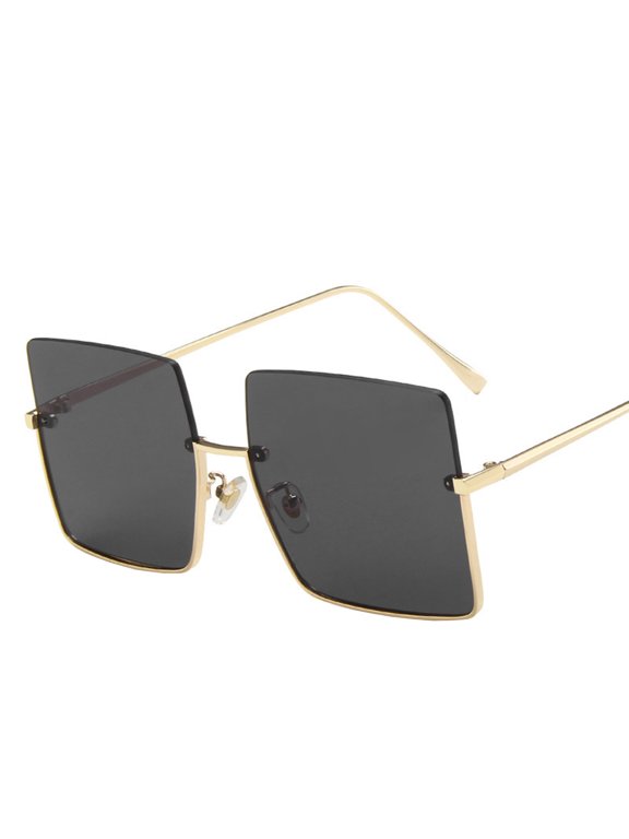 Grey Retro Aviator Sunglasses for Women Men Retro Sunglasses for Women PC UV 400 Glasses Oversized Classic Trend Ladies Sunglasses Sparkling Large Frame One Size