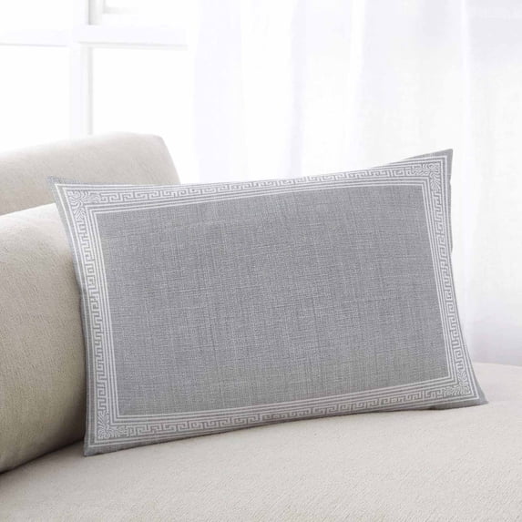 Grey Retro Greek Key Lumar Pillow Covers, Geometric Greece Ancient Rustic Soft Breathable Throw Pillow Cases with Invisible Zipper, Decorative Pillowcase Pillows Protectors for Sofa Bed Chair 16"x24"