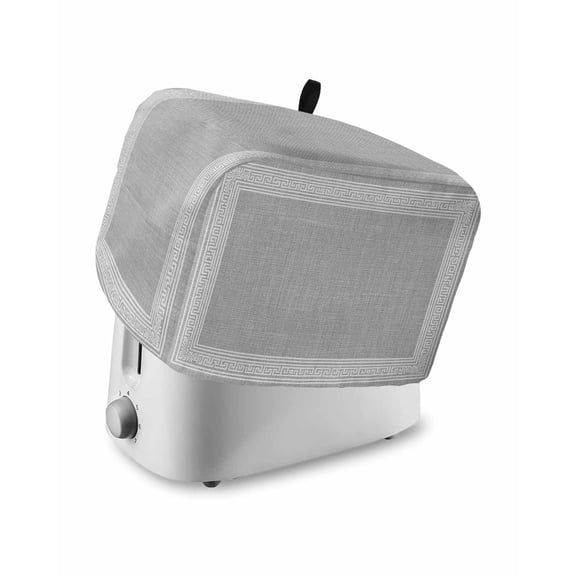 Grey Retro Greek Key Toaster Cover 2 Slice, Small Kitchen Appliance Covers, Geometric Greece Ancient Rustic Toaster Oven Cover with Loop, Bread Machine Cover Polyester Dust Cover Protection