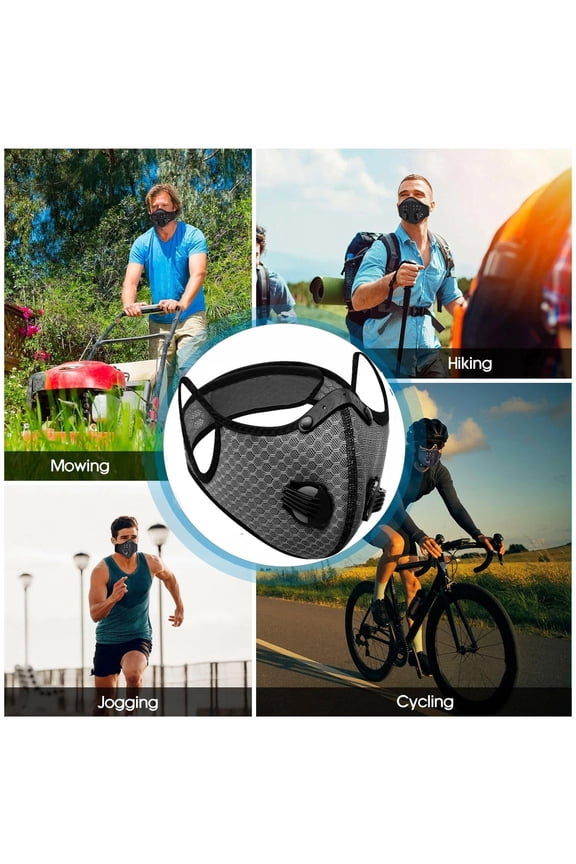 Grey Reusable Half Face Mask - With Filter for Cycling & Outdoor Sports