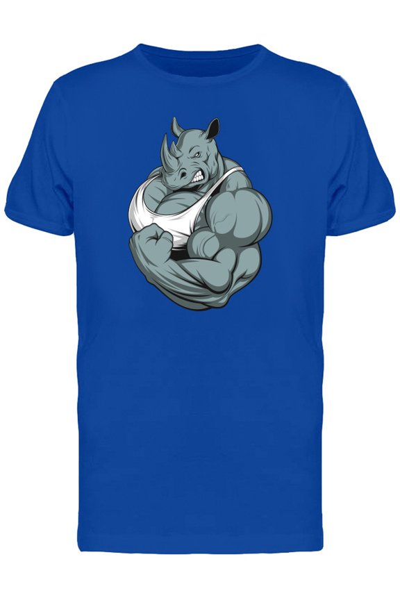 Grey Rhino Flexing T-Shirt Men -Image by Shutterstock, Male x-Large