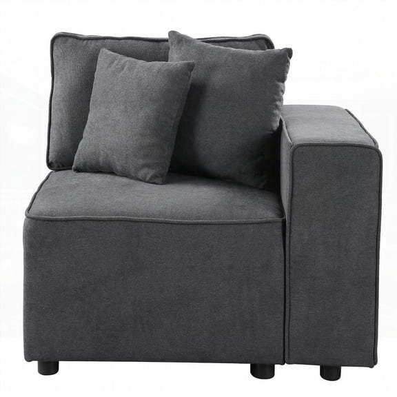 Grey Right Facing Loose Back Sofa with Tight Seat & 2 Pillows