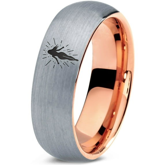 Grey Rings Men Gamer Tungsten Birthday Monogram Best Friends Second Year Wedding Anniversary Gift