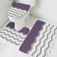 thumbnail image 1 of Grey Ripple Bathroom Rugs Set Grey Striped Simple Non Slip Absorbent Soft Bath Mats 3 Piece Set with Bathroom Rug, U-Shaped Floor Mat, Toilet Seat Cover Small Size, 1 of 9