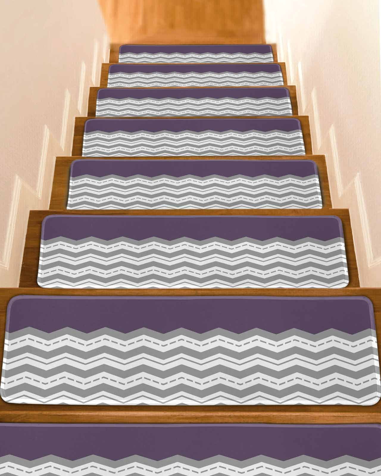 Mat Ripple Grey Ripple Stair Treads Non Slip for Steps Grey Striped Simple 15 Pcs ...