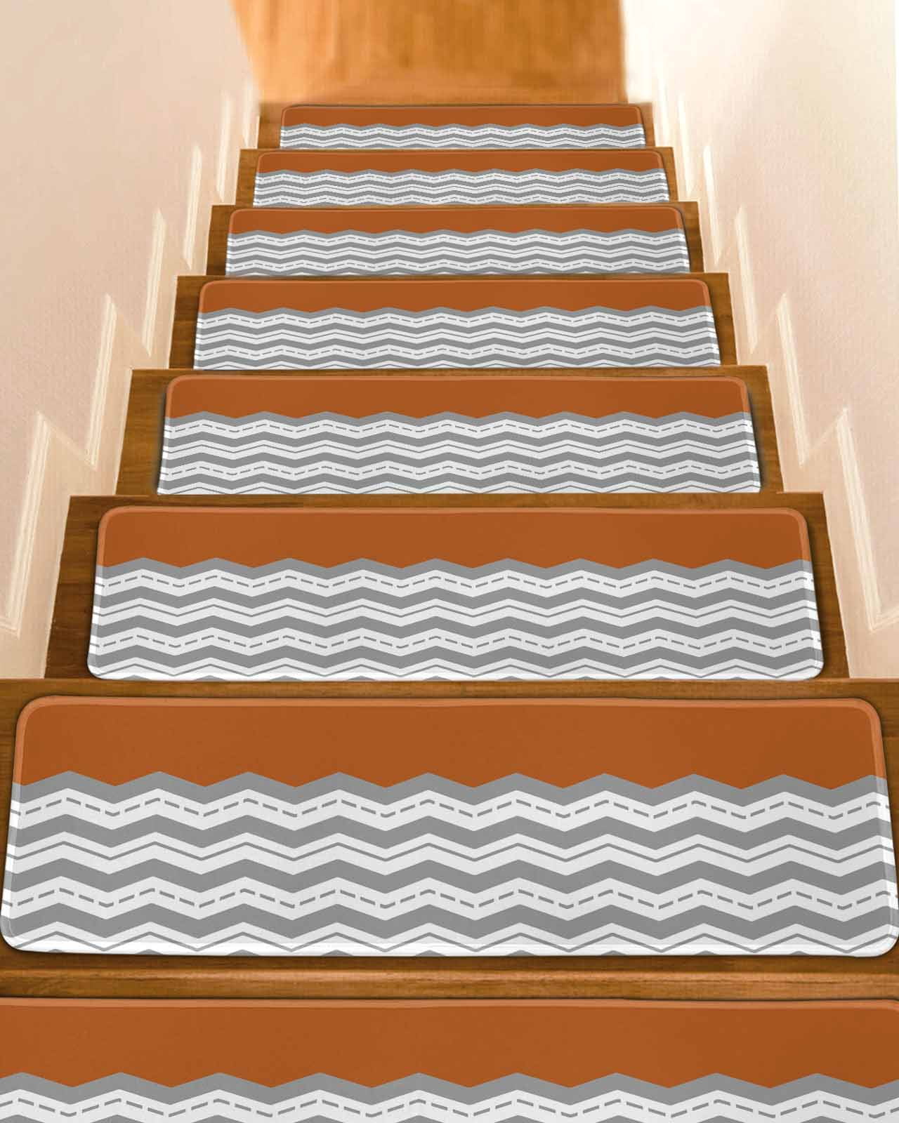 HEBE 8x30in Stair Treads – Non-Slip Self-Adhesive Carpet Grips For Wooden Steps – 15-Pack, Washable & Residue-Free