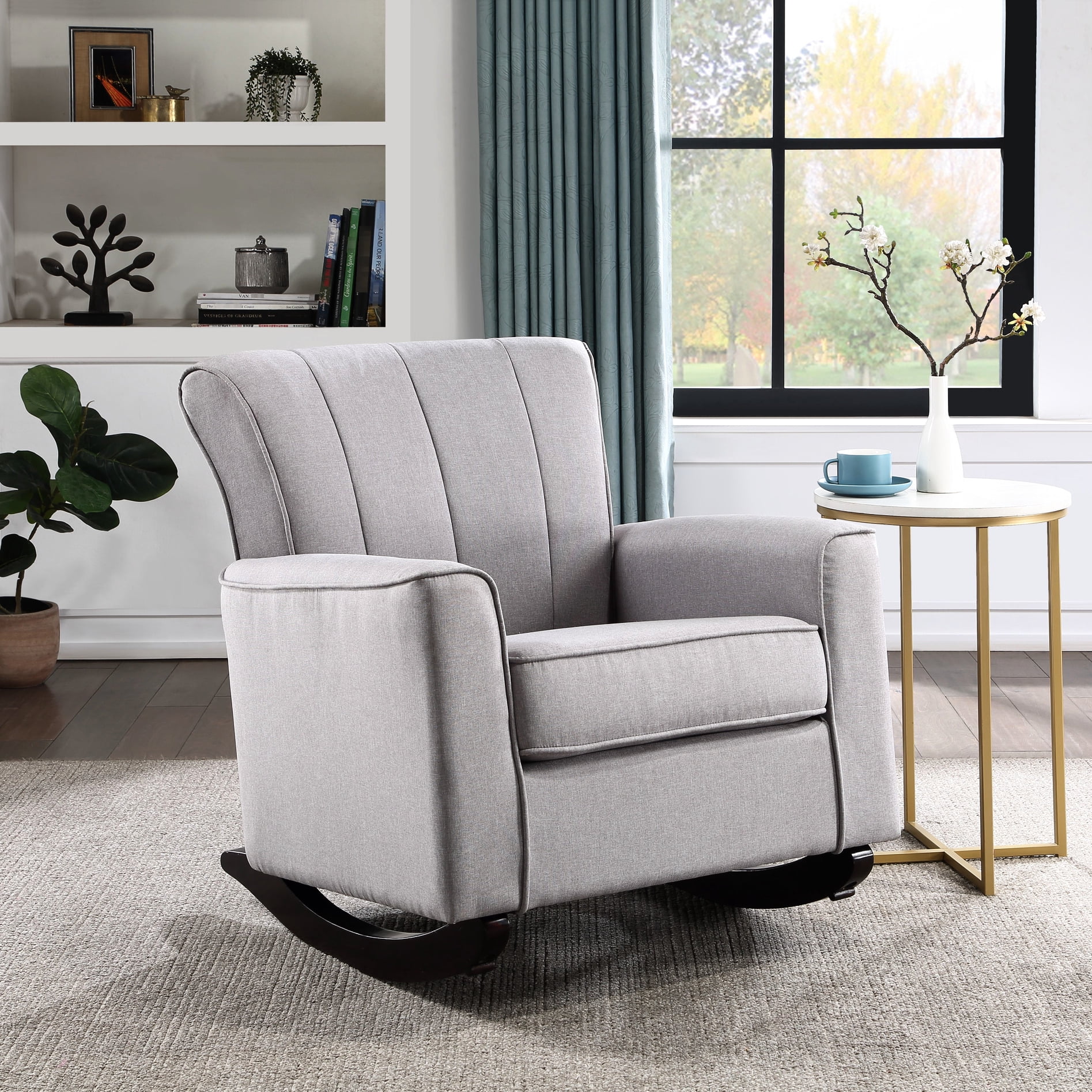Grey Rocking Chair - Solid Back Style For Better Support Loose Seat ...