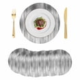 thumbnail image 1 of Grey Round 15 Inch Placemats Set of 6, Modern Abstract Art Ombre Striped HeatResistant Non Slip Place Mats for Dining Table, Wipeable Braided Kitchen Table Mats for Housewarming, 1 of 9