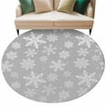 thumbnail image 1 of Grey and Round Area&nbsp;Rug 5ft White Snowflake Winter Christmas Non-Slip&nbsp;Washable Circle Rugs Soft Felt Indoor Floor Mat for Bedroom Kitchen Living Room Bathroom, 1 of 9