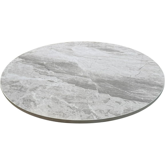 Grey Round Sintered Stone Table Top, Ceramics Dining Tabletop, Replacement Cover Marble for Indoor/Outdoor Coffee Table Patio Table, Heat-Resistant and Scratch-Resistant Design, 15.7" x 0.43"