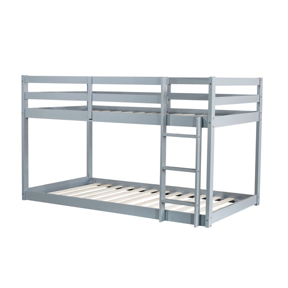 Grey Rubber Wood Loft Bed - Easy Assembly with Manual - Bedroom Setup - Long - Lasting Quality