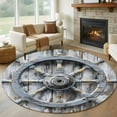 thumbnail image 1 of Grey Rudder Coastal Round Rug 5ft Washable Circle Kitchen Rugs Non Slip Summer Beach Retro Ocean Large Area Rug Indoor Floor Carpet for Bedroom Living Room Home Office Dining Room Nursery, 1 of 8
