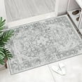 thumbnail image 1 of Grey Rug Washable Small Entryway Rug Boho Bathroom Rugs for Bedroom Non Slip Throw Carpet Gray Entry Area Rug for Front Door Laundry Room Soft Floral Indoor Home Decor 2''x3'', 1 of 6