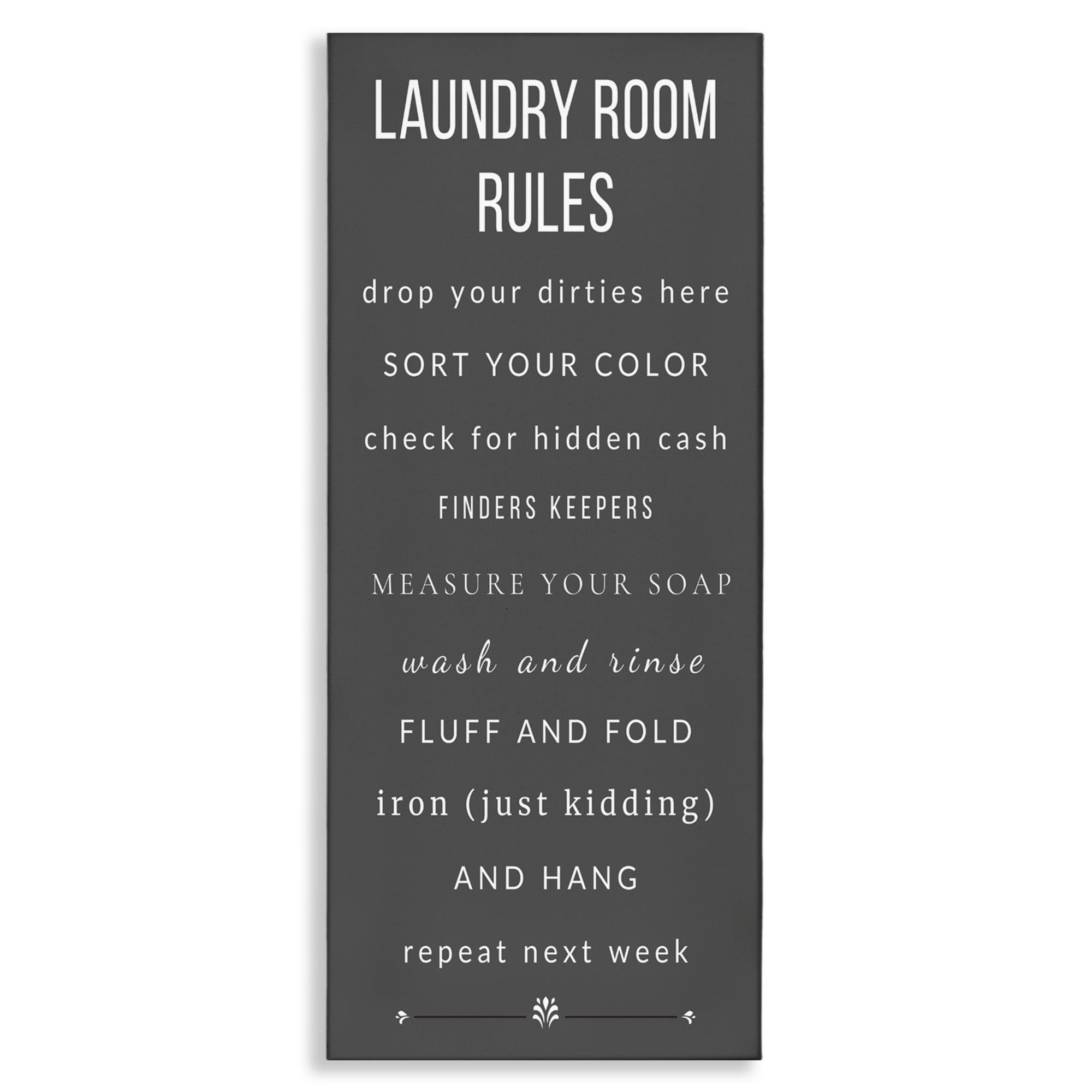 Grey Rules of Laundry Room Canvas Wall Art, design by Julia Frost