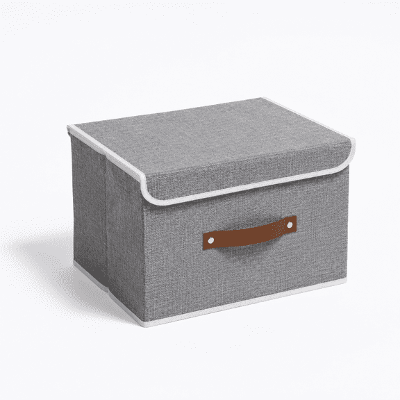 Grey S/(1 Pack) Collapsible Storage Box with Lid, 10.28 x 8.43 x 1.10 in