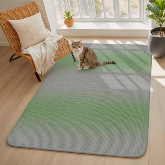 Grey Sage Area Rugs for Living Room 5x6, Green Gradient Modern Ombre Art Washable Area Rug with Non Slip Backing, Stain Resist Linen Carpet for Bedroom, Dining Room, Entryway, Entrance
