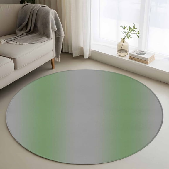 Grey Sage Round Rugs for Living Room 3ft Green Gradient Modern Ombre Art Non Slip Circle Rug Washable Low-Profile Indoor Carpet for Bedroom, Dining Room, Bathroom