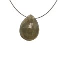 thumbnail image 1 of Grey Sapphire Faceted 10.5x8mm Briolette Bead | 4.16 Carats |, 1 of 6