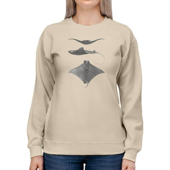 Grey-Scale Stingrays Ii. Sweatshirt Women -Studio W Designs, Female Medium