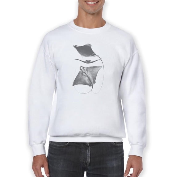 Grey-Scale Stingrays Iii. Sweatshirt Men -Studio W Designs, Male 5X-Large