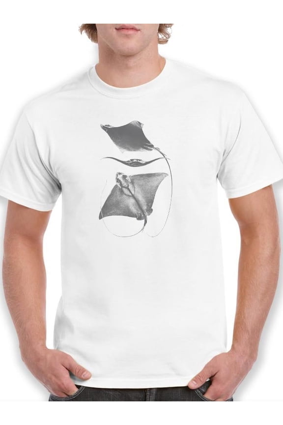Grey-Scale Stingrays Iii. T-Shirt Men -Studio W Designs, Male Large