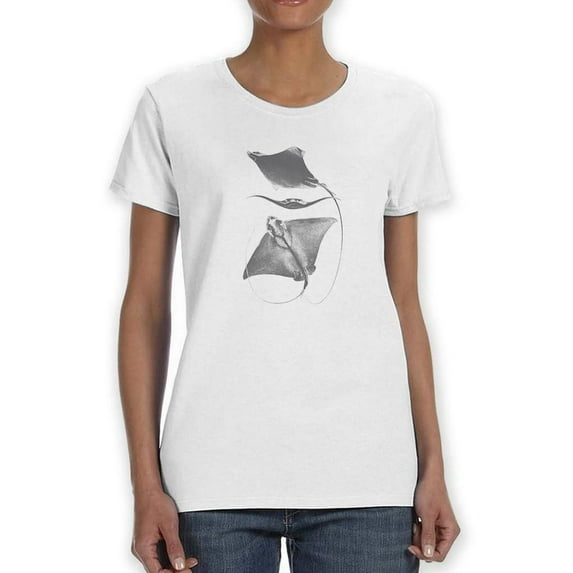 Grey-Scale Stingrays Iii. T-Shirt Women -Studio W Designs, Female 3X-Large