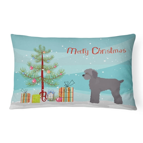 Grey Schnoodle Christmas Tree Canvas Fabric Decorative Pillow