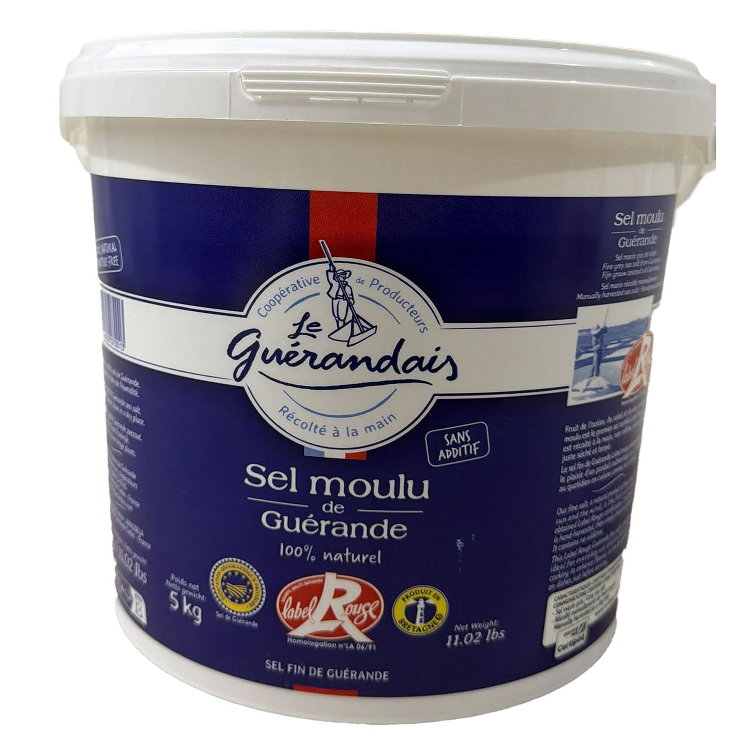 Grey Sea Salt From Guerande - Fine - 1 pail - 11 lbs