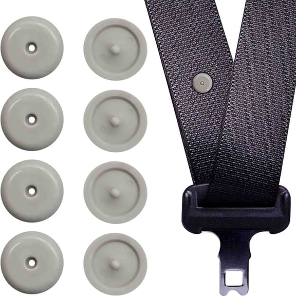 Grey Seat Belt Button Stop 5 Pack Universal Fit Seat Belt Stopper Kit Prevent Seat Belt Buckle from Sliding Down Snap-On System No Welding Required