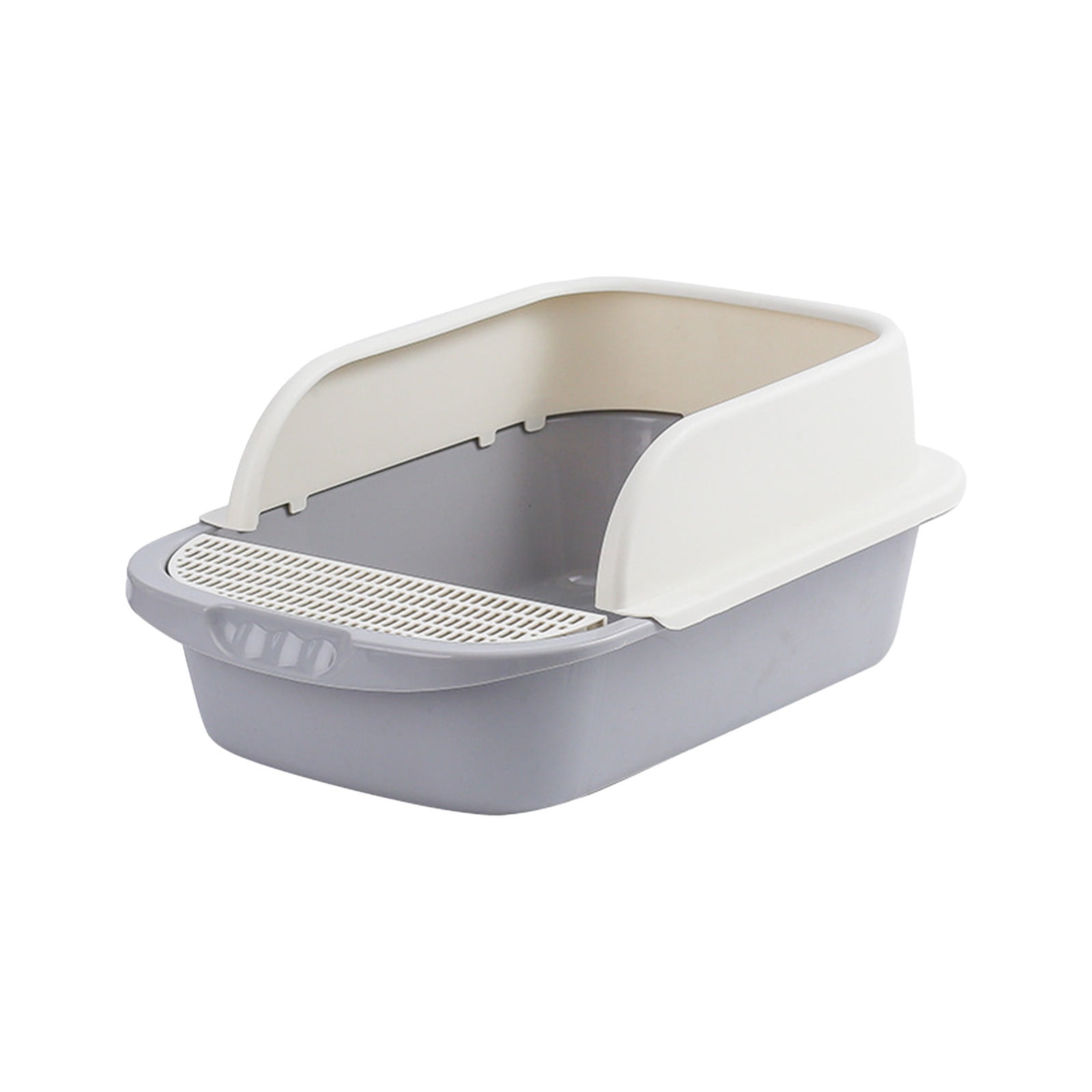 Grey Semi Enclosed Cat Litter Box With High Sides Anti Scatter Includes Scoop Odor Control Easy Clean Plastic 18X12X7 Inch Multiple Colors