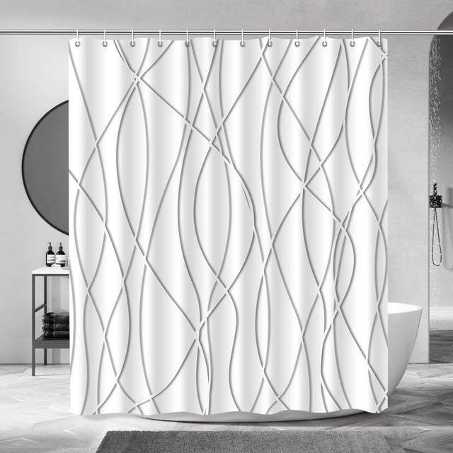 Grey Shadow Shower Curtain for Bathroom with Hooks, Shower Curtain Set