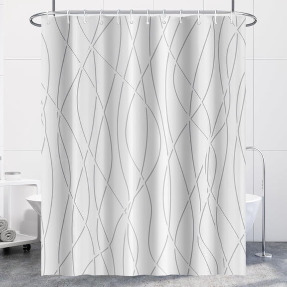 Grey Shadow Striped Shower Curtain for Bathroom 72"x72", Geometric Modern Shower Curtain Set with Hooks 72 Inches Long Boho Fabric Waterproof Hotel Bath Accessories Machine Washable