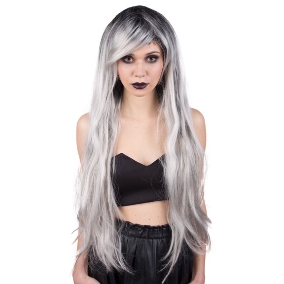 Grey Shadow | Women's Grey Color Straight Long Length Trendy Grey Shadow Wig