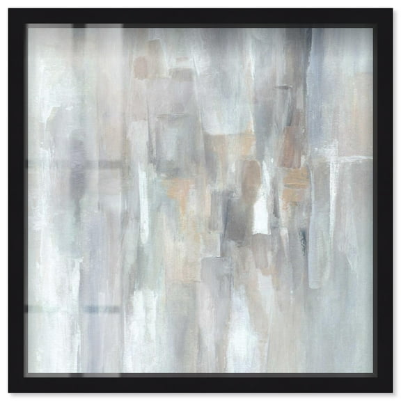 Grey Shadows II Shadowbox Print Neutral Wall Decor by Art Remedy, Black Frame, 12 x 12