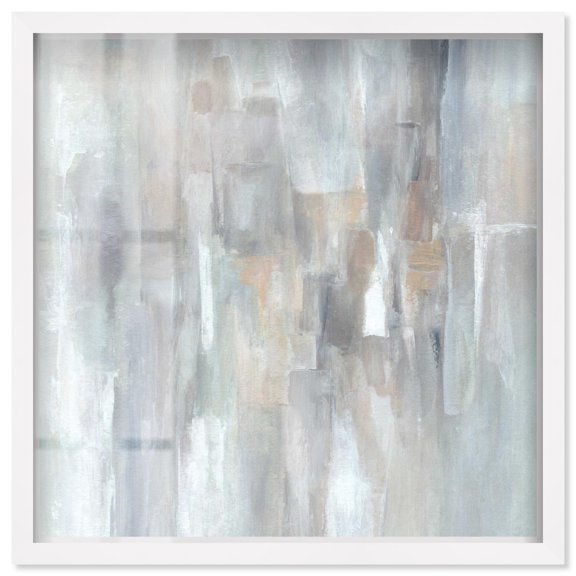 Grey Shadows II Shadowbox Print Neutral Wall Decor by Art Remedy, White Frame, 16 x 16
